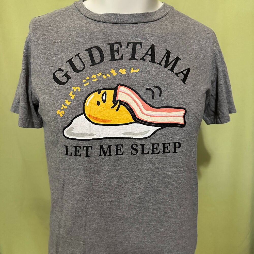 Gudetama Let Me Sleep Men's Gray T Shirt Size Medium Sanrio 2015 Cotton